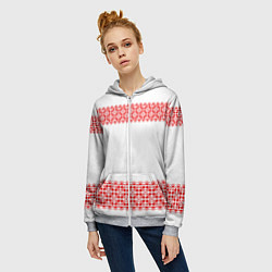 Толстовка на молнии женская Славянский орнамент (на белом), цвет: 3D-меланж — фото 2