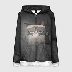 Толстовка на молнии женская Grumpy Cat, цвет: 3D-белый