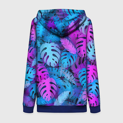 Женская толстовка на молнии Сине-розовые тропики / 3D-Синий – фото 2