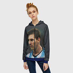 Толстовка на молнии женская Leo Messi, цвет: 3D-синий — фото 2