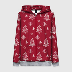 Женская толстовка на молнии Новогодний узор