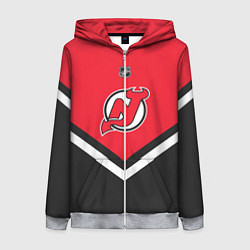 Толстовка на молнии женская NHL: New Jersey Devils, цвет: 3D-меланж