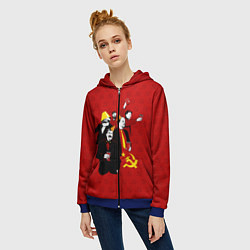 Толстовка на молнии женская Communist Party, цвет: 3D-синий — фото 2