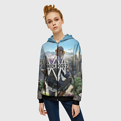 Толстовка на молнии женская Watch Dogs 2, цвет: 3D-черный — фото 2