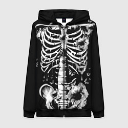 Женская толстовка на молнии Floral Skeleton