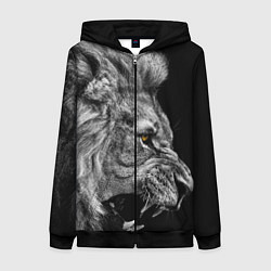 Толстовка на молнии женская Оскал льва, цвет: 3D-черный