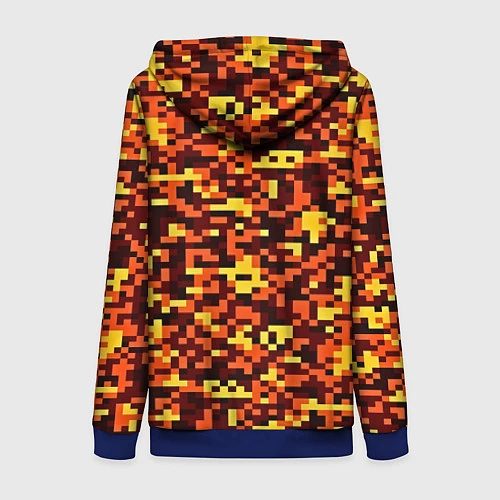 Женская толстовка на молнии Камуфляж пиксельный: оранжевый/желтый / 3D-Синий – фото 2