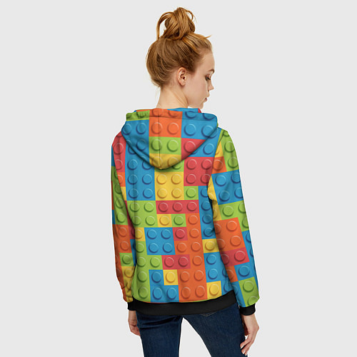 Женская толстовка на молнии Лего конструктор / 3D-Черный – фото 4