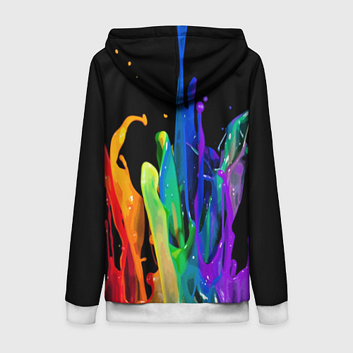 Женская толстовка на молнии Всплеск красок / 3D-Белый – фото 2