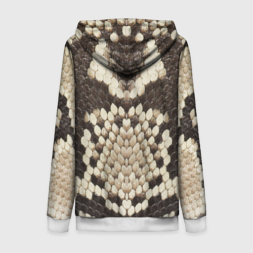 Женская толстовка на молнии Кожа питона / 3D-Белый – фото 2
