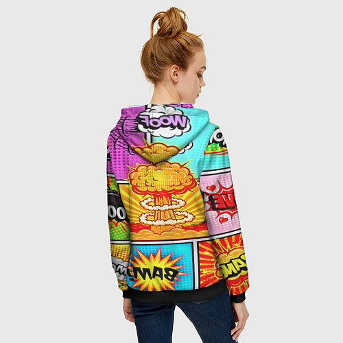 Женская толстовка на молнии Pop Art / 3D-Черный – фото 4