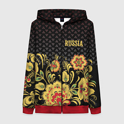 Толстовка на молнии женская Russia: black edition, цвет: 3D-красный