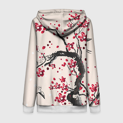 Женская толстовка на молнии Сакура / 3D-Белый – фото 2