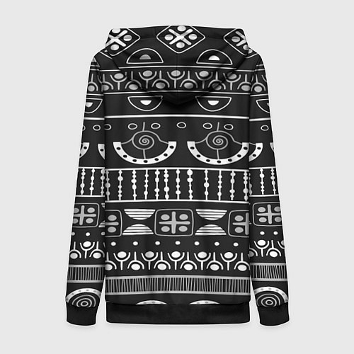 Женская толстовка на молнии Black and White ethnic / 3D-Черный – фото 2