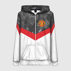 Толстовка на молнии женская Man United FC: Grey Polygons, цвет: 3D-белый