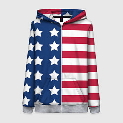 Толстовка на молнии женская USA Flag, цвет: 3D-меланж