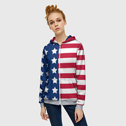 Толстовка на молнии женская USA Flag, цвет: 3D-меланж — фото 2