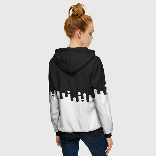 Женская толстовка на молнии Чёрно-белый узор / 3D-Черный – фото 4