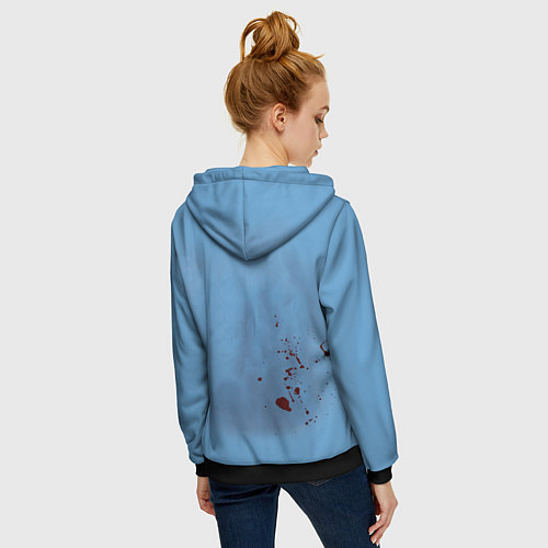 Женская толстовка на молнии Костюм врача кровь / 3D-Черный – фото 4