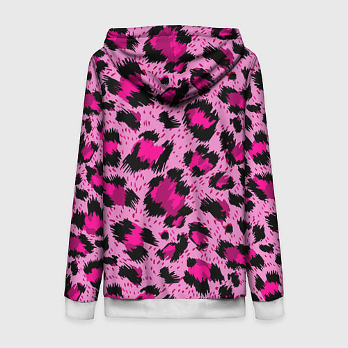 Женская толстовка на молнии Розовый леопард / 3D-Белый – фото 2