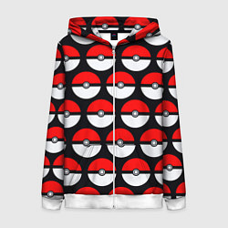 Толстовка на молнии женская Pokeball Pattern, цвет: 3D-белый
