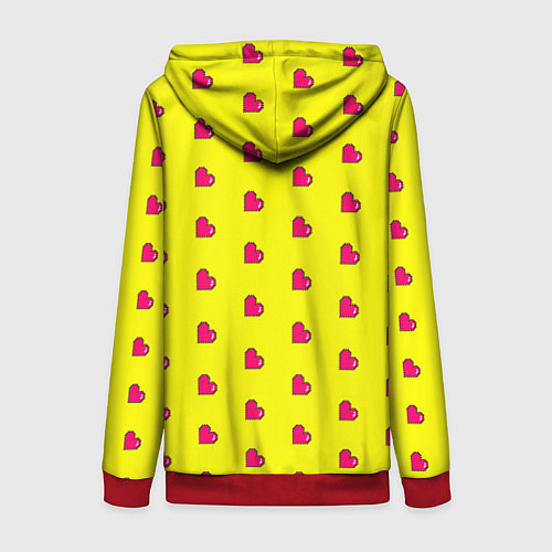 Женская толстовка на молнии 8 bit yellow love / 3D-Красный – фото 2