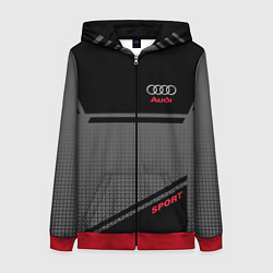 Толстовка на молнии женская Audi: Crey & Black, цвет: 3D-красный