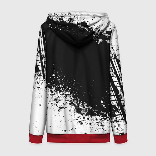 Женская толстовка на молнии Honda: Black Spray / 3D-Красный – фото 2