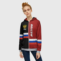 Толстовка на молнии женская Moscow, Russia, цвет: 3D-меланж — фото 2