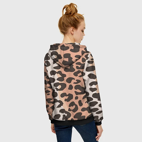 Женская толстовка на молнии Шкура леопарда / 3D-Черный – фото 4