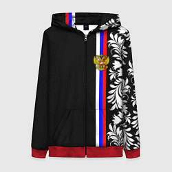 Толстовка на молнии женская Россия: цветочная коллекция, цвет: 3D-красный