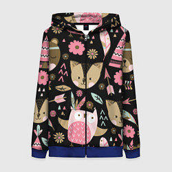Толстовка на молнии женская Лесные друзья, цвет: 3D-синий