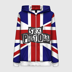 Толстовка на молнии женская Sex Pistols UK, цвет: 3D-белый