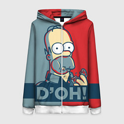 Толстовка на молнии женская Homer Simpson DOH!, цвет: 3D-белый