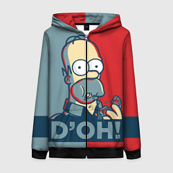 Толстовка на молнии женская Homer Simpson DOH!, цвет: 3D-черный