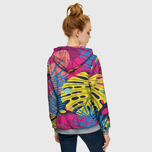 Женская толстовка на молнии Тропическая мода / 3D-Меланж – фото 4