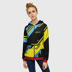 Толстовка на молнии женская Cyberpunk 2077: Samurai, цвет: 3D-красный — фото 2