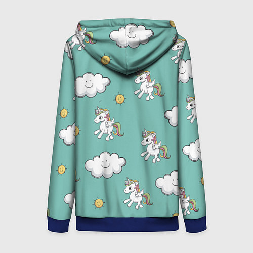 Женская толстовка на молнии Love of Unicorns / 3D-Синий – фото 2