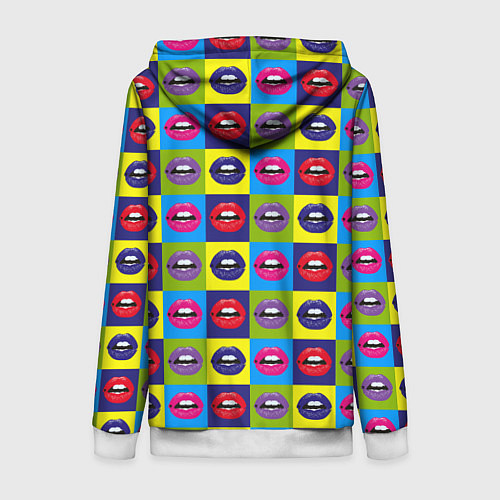 Женская толстовка на молнии Pop Art Lips / 3D-Белый – фото 2