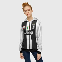 Толстовка на молнии женская FC Juventus 18-19, цвет: 3D-черный — фото 2