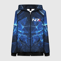 Толстовка на молнии женская Mass Effect: Blue Armor N7, цвет: 3D-черный