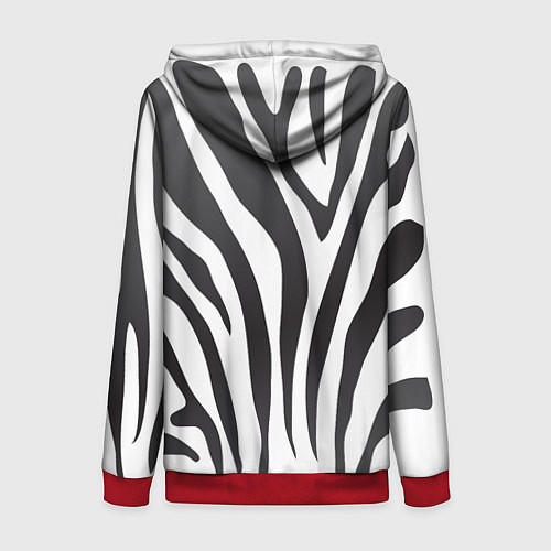 Женская толстовка на молнии Африканская зебра / 3D-Красный – фото 2