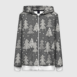 Женская толстовка на молнии Grey Christmas Trees