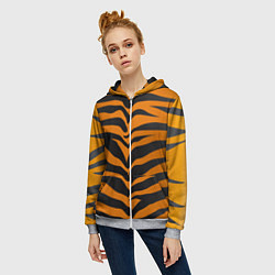 Толстовка на молнии женская Шкура тигра, цвет: 3D-меланж — фото 2