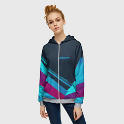 Толстовка на молнии женская Cyberpunk 2077, цвет: 3D-меланж — фото 2