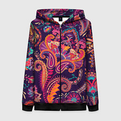 Женская толстовка на молнии Орнамент пейсли - розовый