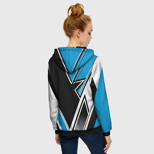 Женская толстовка на молнии Hockey black blue white / 3D-Черный – фото 4