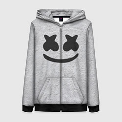 Толстовка на молнии женская Marshmello: Grey Face, цвет: 3D-черный