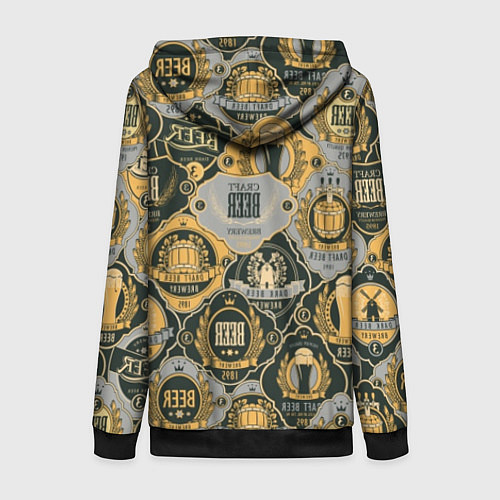 Женская толстовка на молнии Пивные этикетки мира / 3D-Черный – фото 2