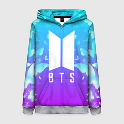 Толстовка на молнии женская BTS: Violet Butterflies, цвет: 3D-меланж